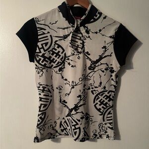 Chic Black and White Women's Blouse